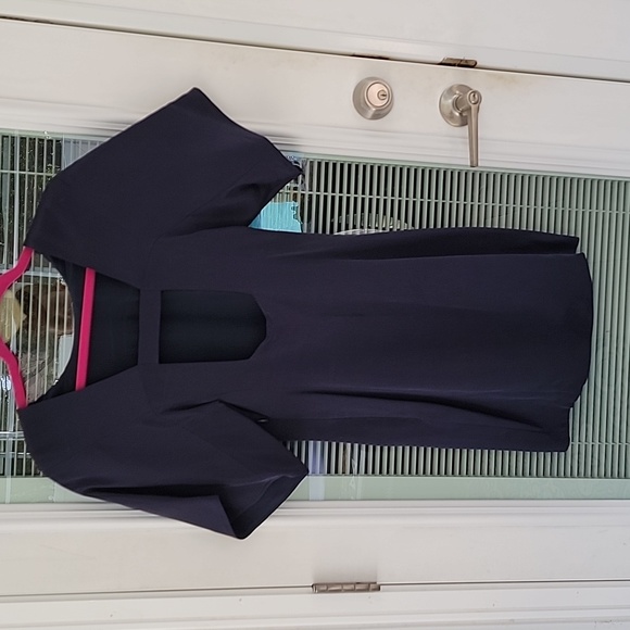 Rebecca Minkoff Silk Mini Dress Navy Blue Sz 2 - Picture 8 of 16